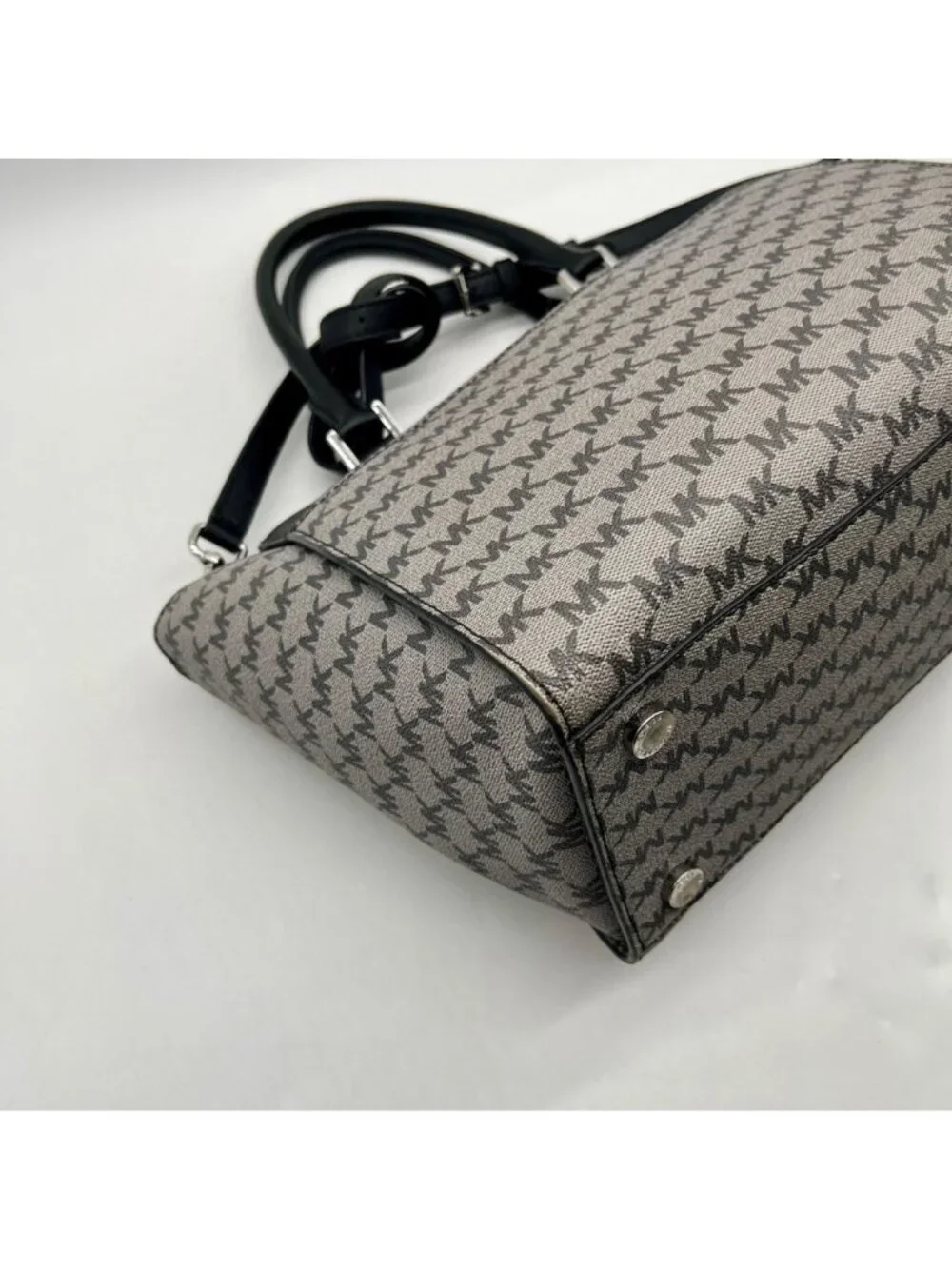 Michael Kors Grey Monogram Coated Canvas Satchel